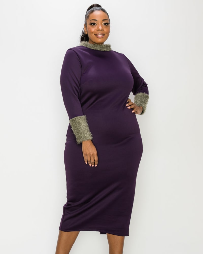Plus Size Kaia Feather Dress Plum Olive